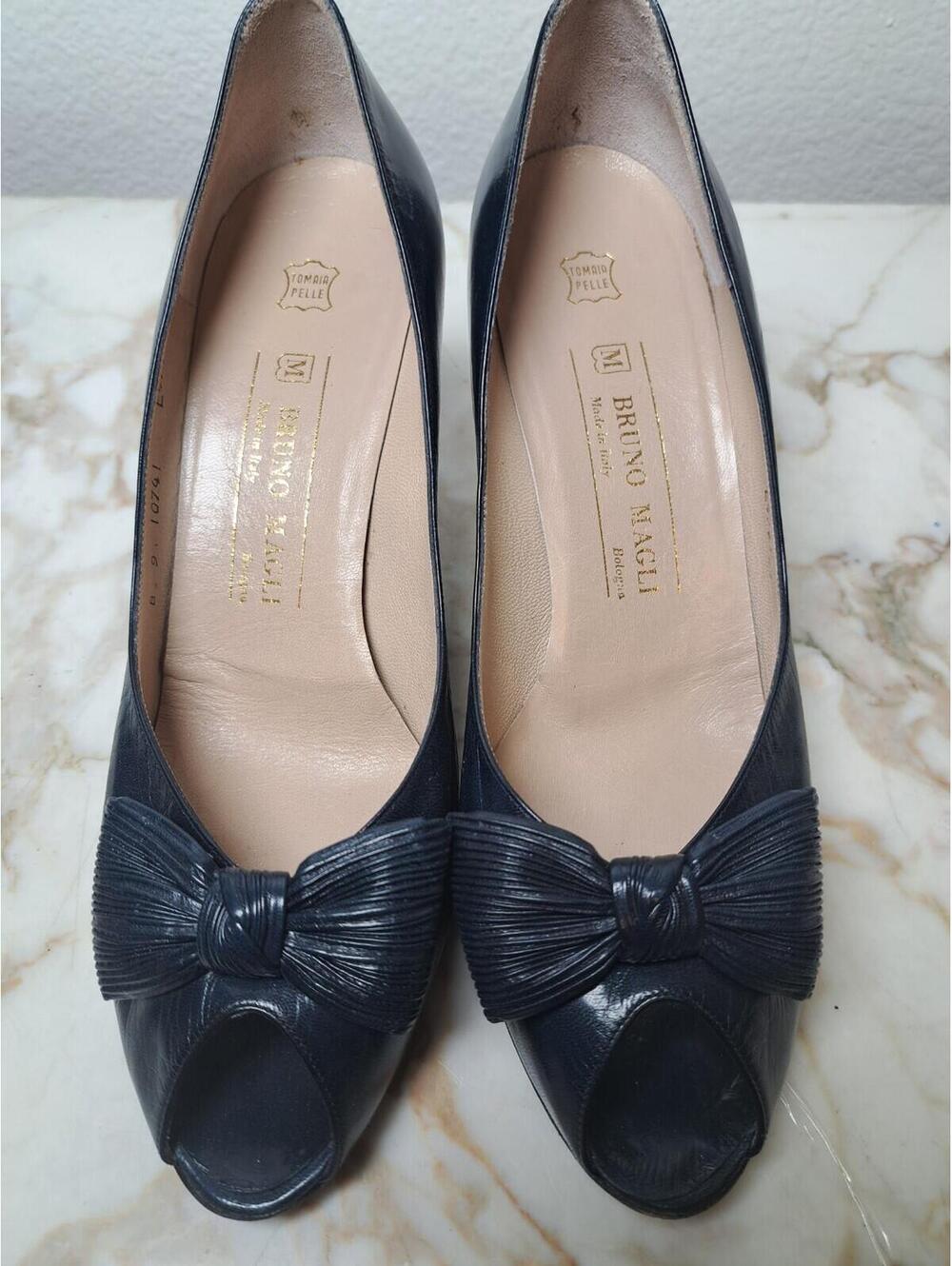 BRUNO MAGLI Black Leather Peep Toe 3" Heel Size 9B Made in Italy LNIB